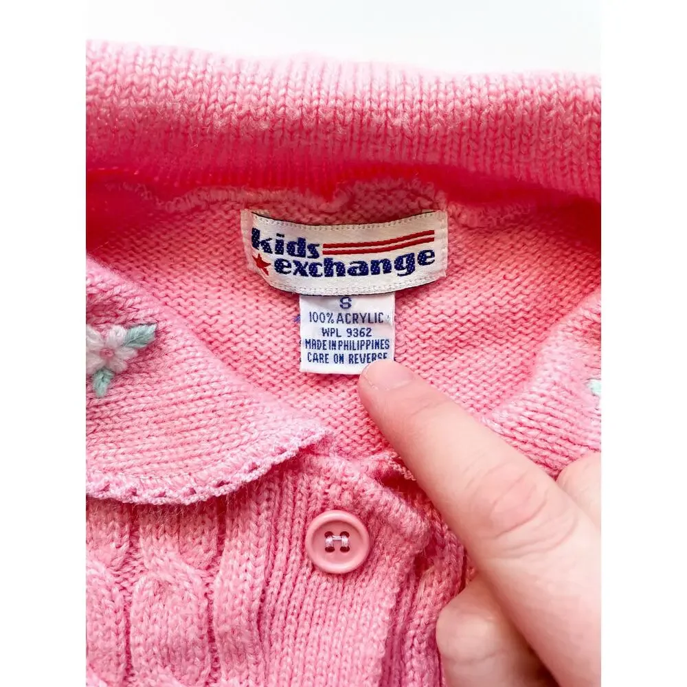 Toddler Girl's Vintage Pink Cardigan Sweater Size Small